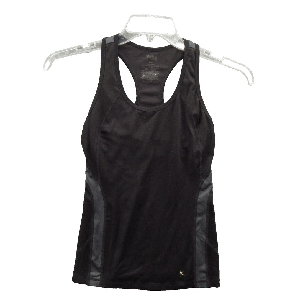Danskin Now Size XS Dri-More Women's Racerback Tank Top Fitted Black Polyester *